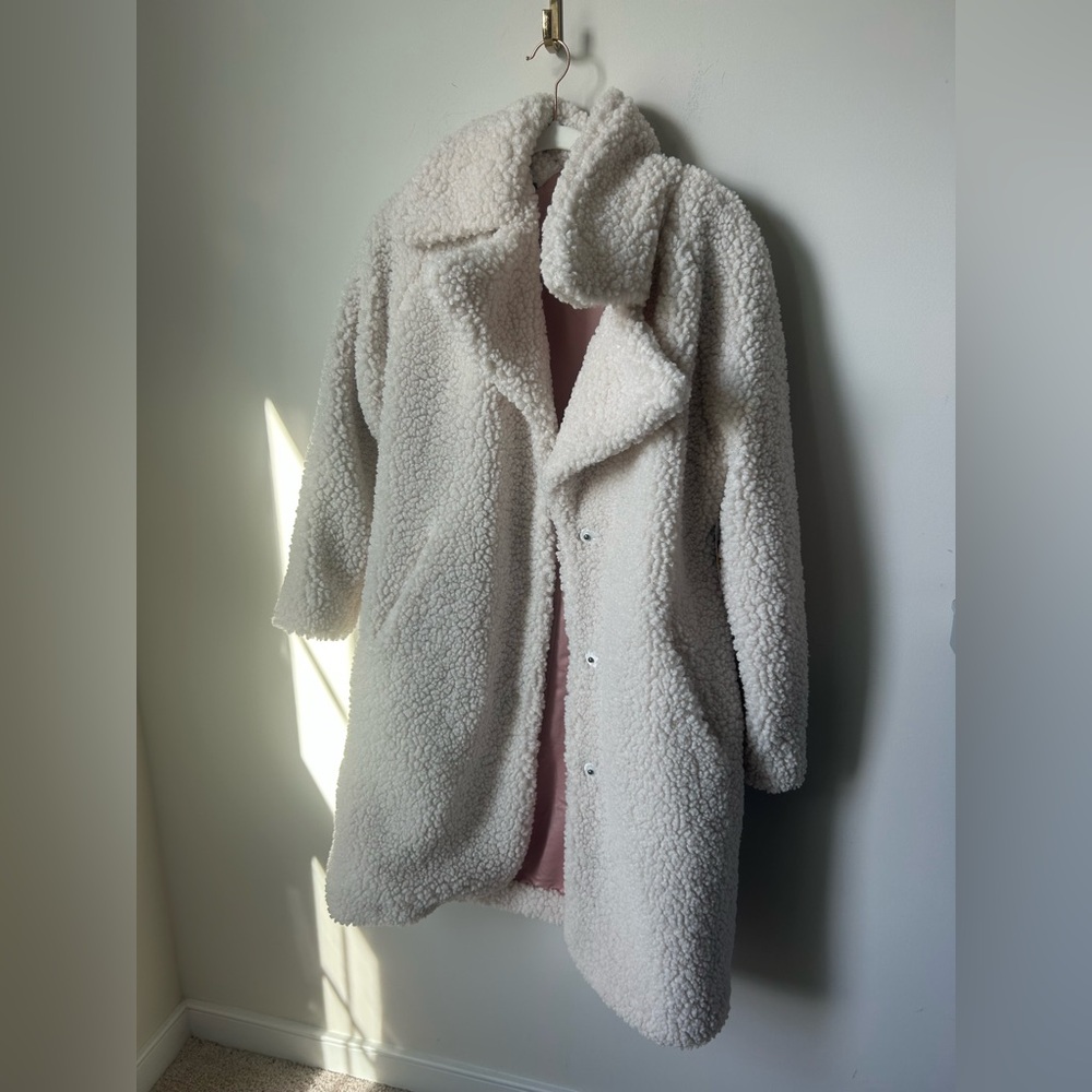 Cream Teddy Fleece double breasted Coat